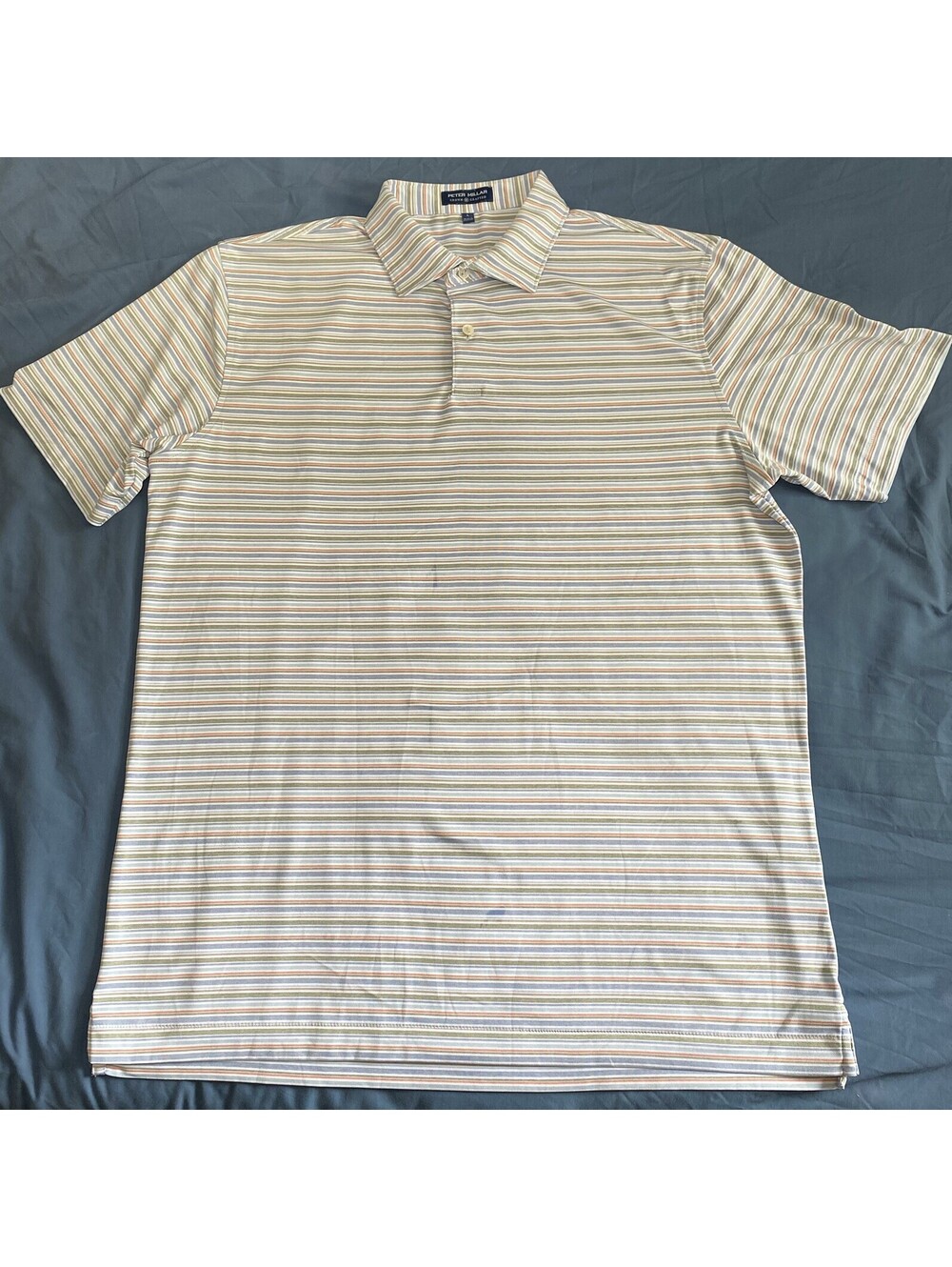 Peter Millar Crown Crafted Multicolor Striped Golf Polo Shirt - Size Large - Picture 2 of 10